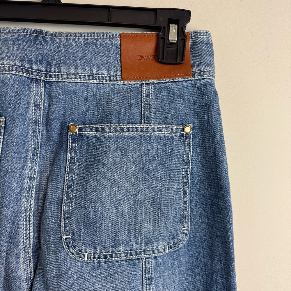 Zimmermann Juliette Wide Leg Lace Up High Waisted Jeans - Picture 8 of 10
